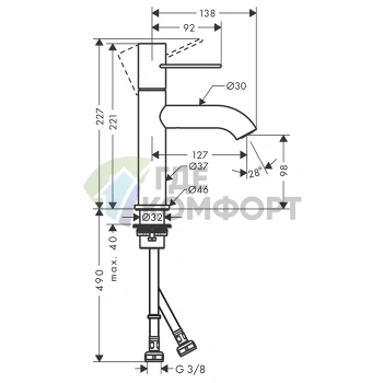 Смеситель для раковины AX Uno Polished Black Chrome с донным клапаном (38026330) - фото 2