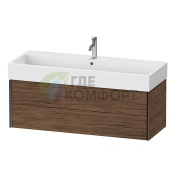 Тумба подвесная Duravit XViu для раковины 235012, 2 ящика, цвет walnut dark/черный матовый (XV43380B221) - фото 1