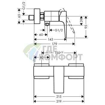 Смеситель для душа Hansgrohe Metropol настенный, черный матовый (32560670) - фото 2