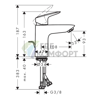 Смеситель для раковины Hansgrohe Logis 100 мм, хром (71100000) - фото 2