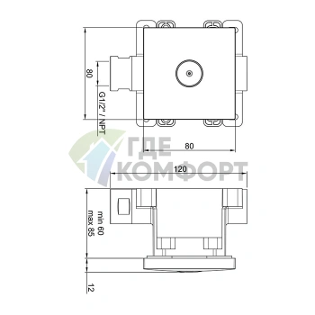 Форсунка для душа Almar MIST BODY JET SQUARE встраиваемая, хром (E044261.CR) - фото 2