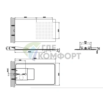 Верхний душ GESSI Tremillimetri QUADRO 300x550 мм, цвет Black Metal Brushed PVD (33081#707) - фото 2