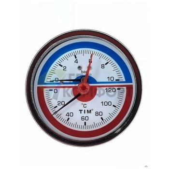 Термоманометр аксиальный 80 мм 1/2, 10 бар TIM