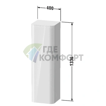 Пенал подвесной Duravit Happy D.2 Plus 1330 мм (3 стеклянные полки, петли слева, без столешницы, цвет Скандинавский белый) (HP1261L3939) - фото 2