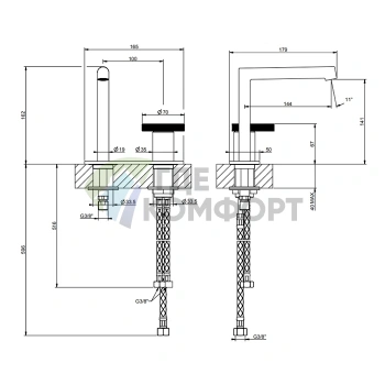 Однорычажный смеситель GESSI ANELLO для раковины, цвет Black XL (63315#299) - фото 2