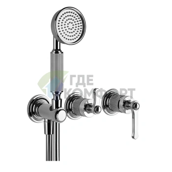Смеситель GESSI VENTI20 встраиваемый однорычажный с ручным душем, хром (65036#031) - фото 1