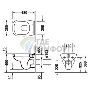 Подвесной унитаз Duravit D-Code с системой скрытого монтажа (22110900002) - фото 4