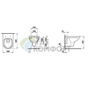 Подвесной унитаз LAUFEN PRO 530 мм безободковый (8.2096.0.000.000.1) - фото 2