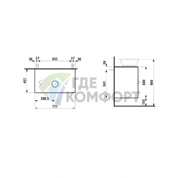 Подвесная тумба Laufen New Classic 1180 мм с ящиком, цвет черный дуб (4.0602.1.085.628.1) - фото 2
