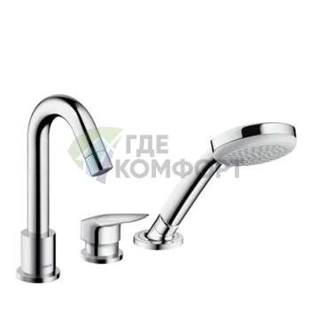 Смеситель для ванны Hansgrohe Logis с ручным душем и компактным изливом (71310000) - фото 1