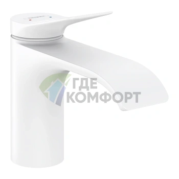 Смеситель для раковины HANSGROHE VIVENIS: однорычажный, с донным клапаном, матовый белый (75010700) - фото 1
