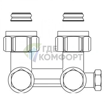 Узел нижнего подключения радиатора 3/4 НГ x 3/4 НР, угловой Multiflex F ZBU Oventrop - фото 2