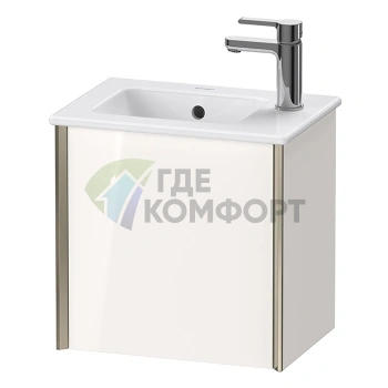 Тумба подвесная Duravit XViu для раковины 072343, 1 дверь (петли справа), белый глянцевый/champagne matt (XV4024RB122) - фото 1
