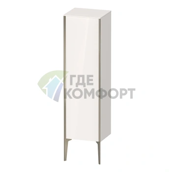 Подвесной шкаф Duravit XViu 1330 мм, белый глянцевый/шампань мат, с зеркалом и стеклянными полками (XV1325LB122) - фото 1
