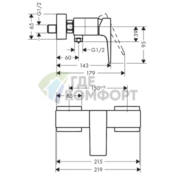 Настенный смеситель для душа Hansgrohe Metropol в шлифованной бронзе (32560140) - фото 2