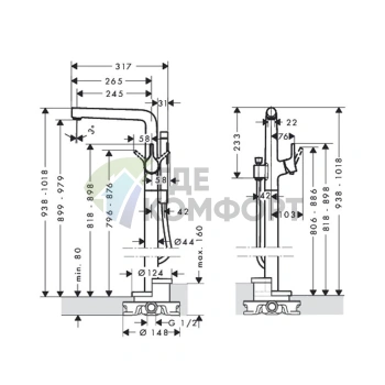 Напольный смеситель для ванны Hansgrohe Talis S с ручным душем 2jet (72412000) - фото 2
