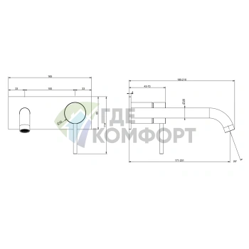 Смеситель для раковины GESSI 316 Black XL с высоким изливом (54090#299) - фото 2
