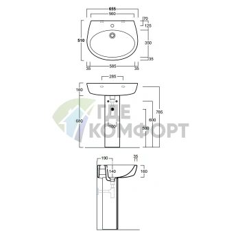 Пьедестал для раковины Simas Lft Spazio/E-LINE LFT05/EL05 белый - фото 2
