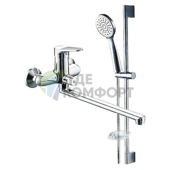 Смеситель Bravat Eco F00414С с душевым гарнитуром для комфортного использования - фото 1