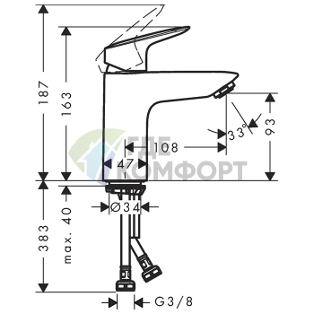 Смеситель для раковины Hansgrohe Logis однорычажный, хром (71103000) - фото 2