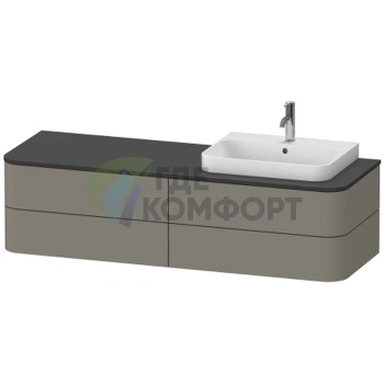 Тумба подвесная Duravit Happy D.2 Plus 408x1600x550 мм, 4 ящика, цвет stone grey satin matt (HP4963R9292) - фото 1