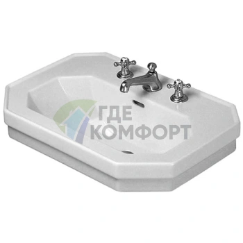 Раковина Duravit 1930 с переливом и отверстием под смеситель 70х50х205 см белая (438700000) - фото 1