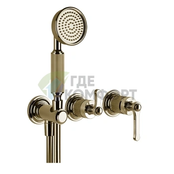 Смеситель GESSI VENTI20 для встраивания с ручным душем, цвет Brass PVD (65036#710) - фото 1