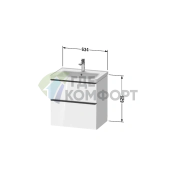 Подвесная тумба Duravit D-Neo 634x452x625 мм с 2 ящиками, белая высокоглянцевая, для раковины 236765 (DE435402222) - фото 2