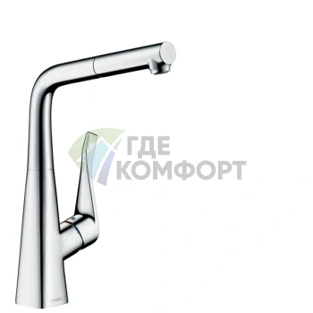 Кухонный смеситель Hansgrohe Metris M71 с вытяжным душем, хром (73812000) - фото 1