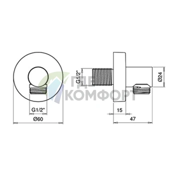 Душевое подключение Almar ROUND круглое хром (E095005.CR) - фото 2