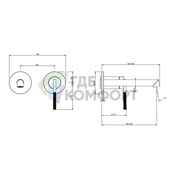 Встраиваемый смеситель Gessi Ingranaggio с изливом (Black XL) (63581#299) - фото 2