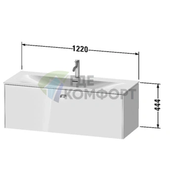 Тумба подвесная Duravit Brioso 234412: функциональная и эргономичная модель 444x1220x479 мм в глянцевом белом цвете (BR421402222) - фото 2