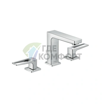 Смеситель для раковины Hansgrohe Metropol 110, на 3 отверстия, с донным клапаном Push-open, хром (74514000) - фото 1