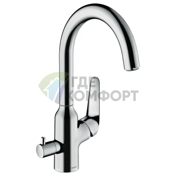 Однорычажный кухонный смеситель Hansgrohe Focus M42 с поворотным изливом (71803000) - фото 1