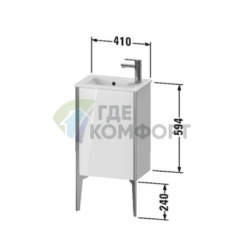 Тумба подвесная Duravit XViu для раковины 072343, цвет walnut dark/черный матовый (XV4480RB221) - фото 2