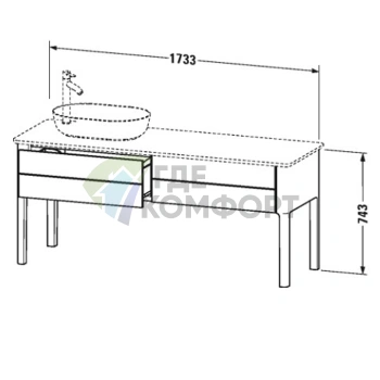 Напольная тумба Duravit Luv с 2 ящиками и левой раковиной, 743x1788x570 мм, цвет скандинавский белый шелковисто-матовый (LU9563L3939) - фото 2