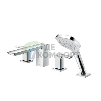 Смеситель для ванны TOTO Jewelhex с ручным душем Comfort Wave, хром (TBG02202R) - фото 1