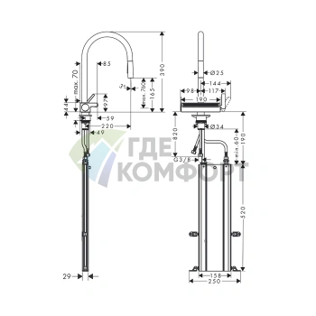 Кухонный смеситель Hansgrohe Metris M71 с вытяжным душем и технологией 2jet (14780800) - фото 2