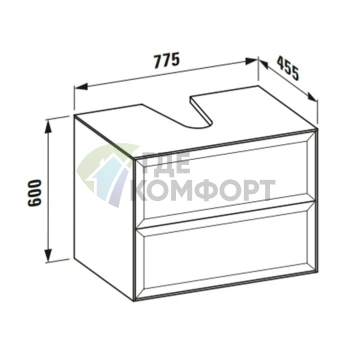 Подвесная тумба Laufen New Classic 780x450x600 мм с 2 ящиками, белая глянцевая (для раковины 816852) (4.0601.4.085.631.1) - фото 2