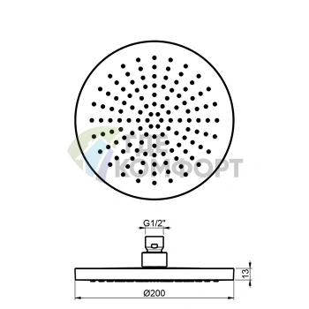 Душевая лейка Almar EcoAir ROUND круглая 200 мм, латунь хром (E044119.CR) - фото 2