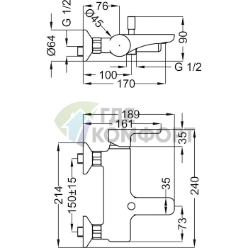 Смеситель для ванны с душем Cezares Dolce DOLCE-VM2-01-Cr - фото 2