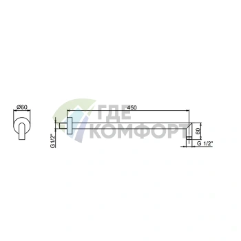 Кронштейн для душевой лейки Fantini Lame 45 см Matt British Gold PVD (86 P6 8011) - фото 2