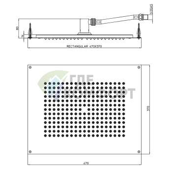 Верхний душ BOSSINI DREAM-RECTANGULAR 470x370 мм, черный матовый (H38387.073) - фото 2