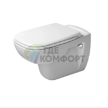 Подвесной унитаз Duravit D-Code Rimless с сиденьем автозакрывания (257009+006739) ) - фото 1