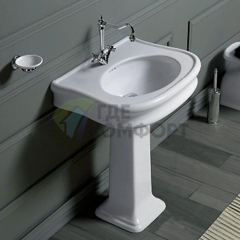 Раковина SIMAS Lante 70 70x54x13 белая с пьедесталом и отверстием под смеситель - фото 1