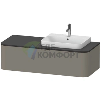 Тумба подвесная Duravit Happy D.2 Plus, 354x1300x550 мм, 1 ящик, система DX, цвет stone grey satin matt (HP4942R9292) - фото 1