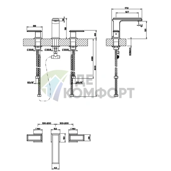 Смеситель для раковины Gessi Eleganza на 3 отверстия без донного клапана в цвете Finox (46011#149) - фото 2