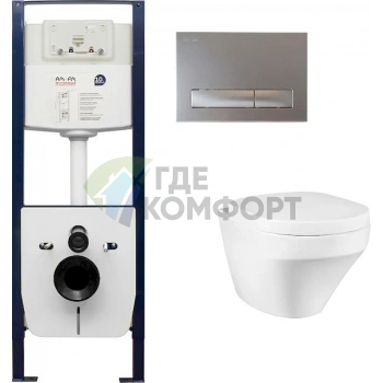 Комплект сантехники Am.Pm Inspire: инсталляция I012702, унитаз C501738SCV с крышкой Calla и кнопка I014131 - фото 1