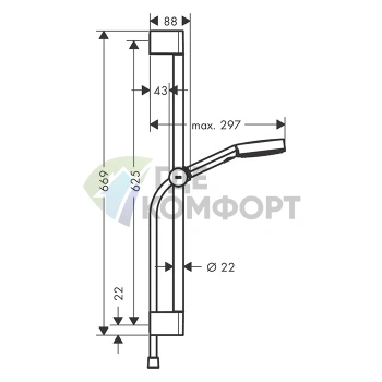 Душевой набор Hansgrohe Pulsify с функцией 3jet Relaxation, штангой и ручным душем, хром (24160000) - фото 2