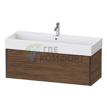 Тумба подвесная Duravit XViu для раковины 235012, 397x1184x454 мм, цвет walnut dark/черный матовый (XV42380B221) - фото 1